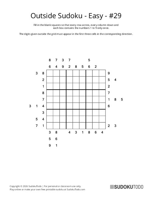 Outside Sudoku - Easy - 29