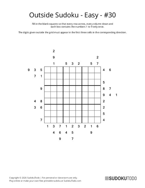 Outside Sudoku - Easy - 30