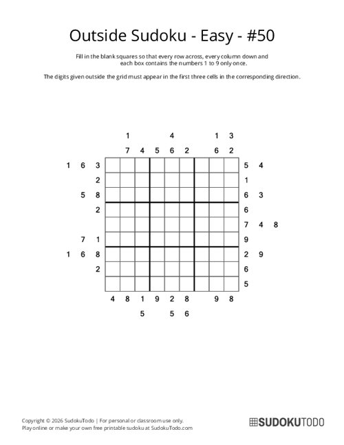 Outside Sudoku - Easy - 50