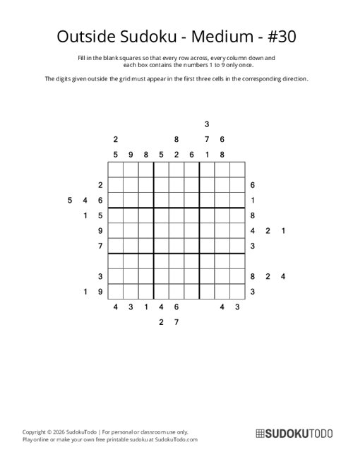 Outside Sudoku - Medium - 30