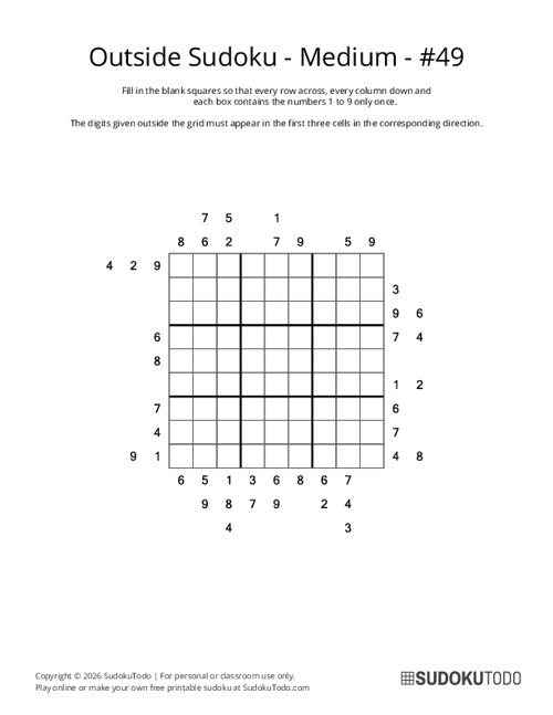Outside Sudoku - Medium - 49
