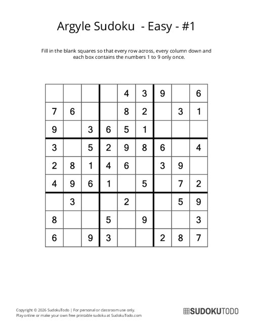 Argyle Sudoku - Easy - 1