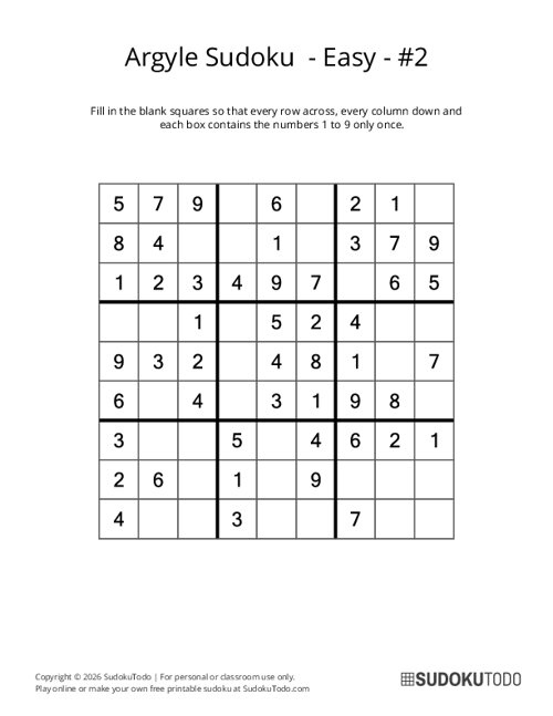 Argyle Sudoku - Easy - 2