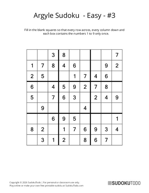 Argyle Sudoku - Easy - 3