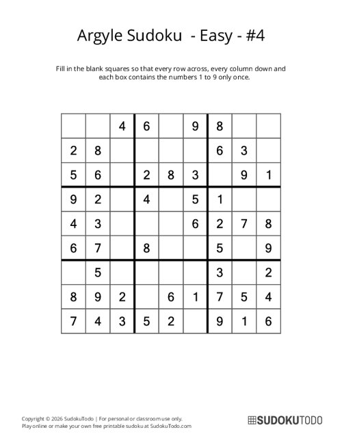 Argyle Sudoku - Easy - 4