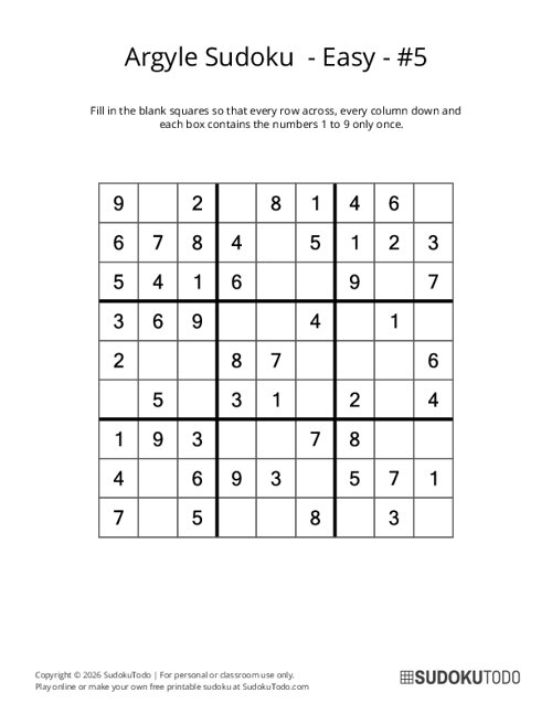 Argyle Sudoku - Easy - 5