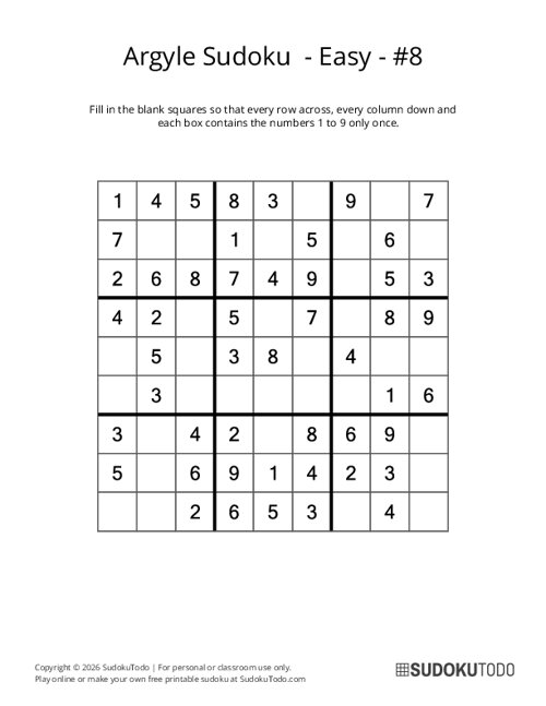 Argyle Sudoku - Easy - 8