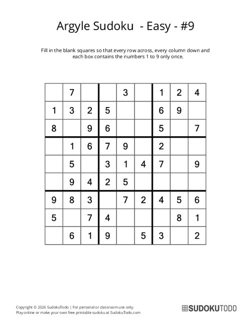 Argyle Sudoku - Easy - 9