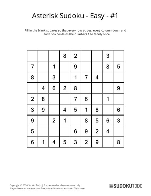 Asterisk Sudoku - Easy - 1