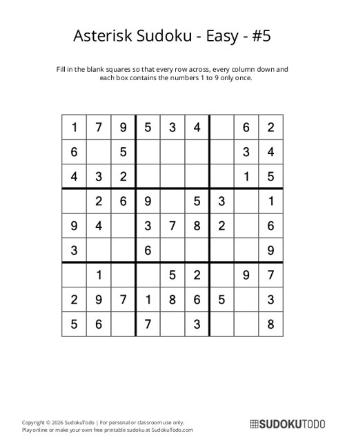 Asterisk Sudoku - Easy - 5