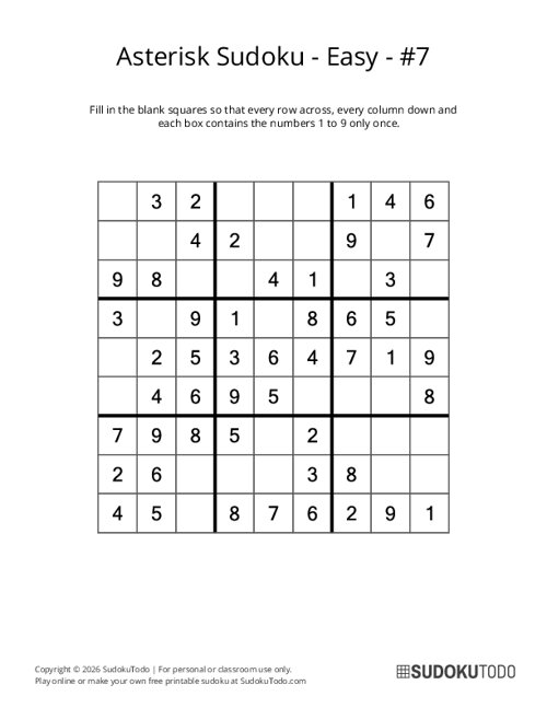 Asterisk Sudoku - Easy - 7