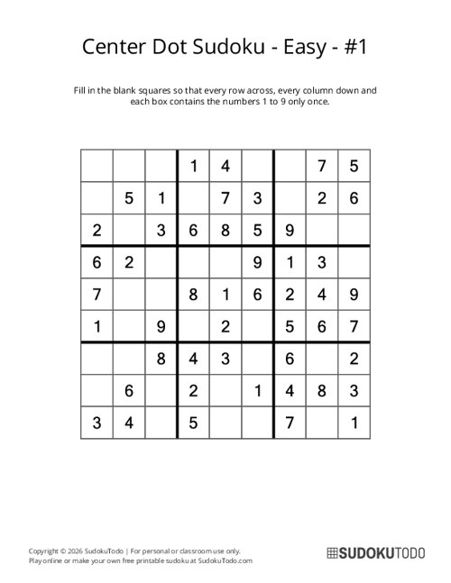 Center Dot Sudoku - Easy - 1
