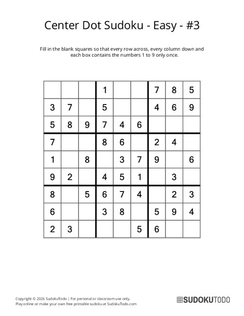 Center Dot Sudoku - Easy - 3