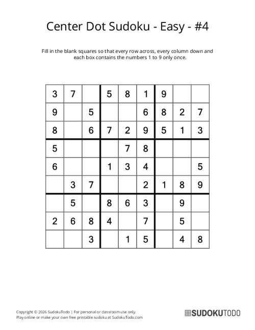 Center Dot Sudoku - Easy - 4