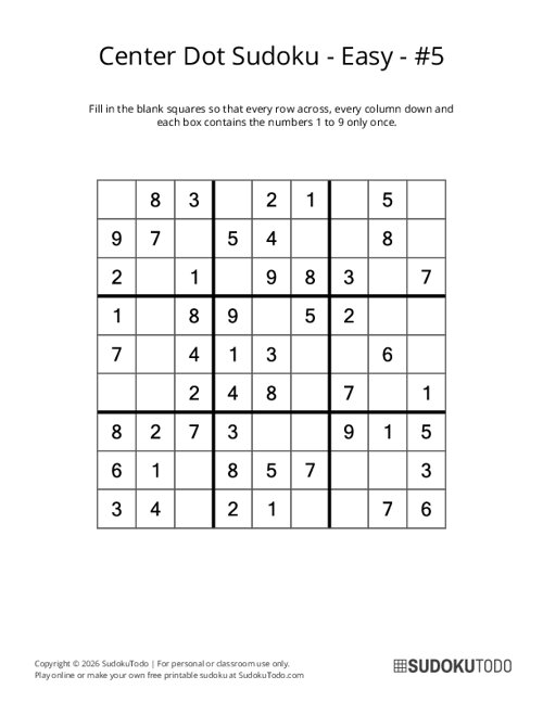 Center Dot Sudoku - Easy - 5