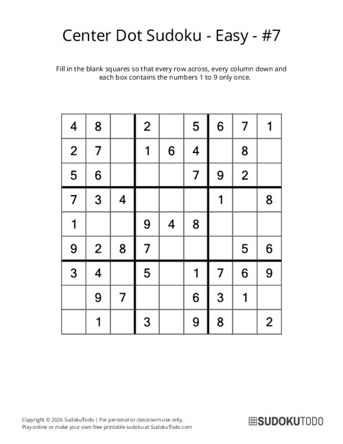 Center Dot Sudoku - Easy - 7