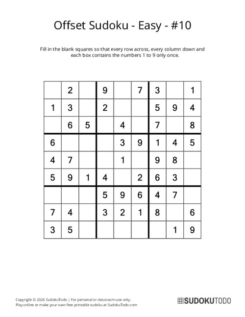 Offset Sudoku - Easy - 10