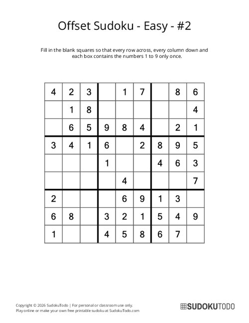 Offset Sudoku - Easy - 2