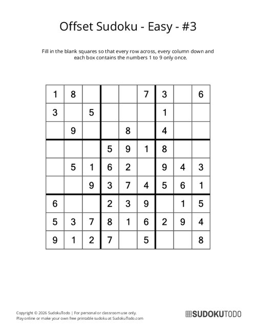 Offset Sudoku - Easy - 3