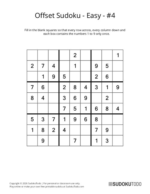 Offset Sudoku - Easy - 4