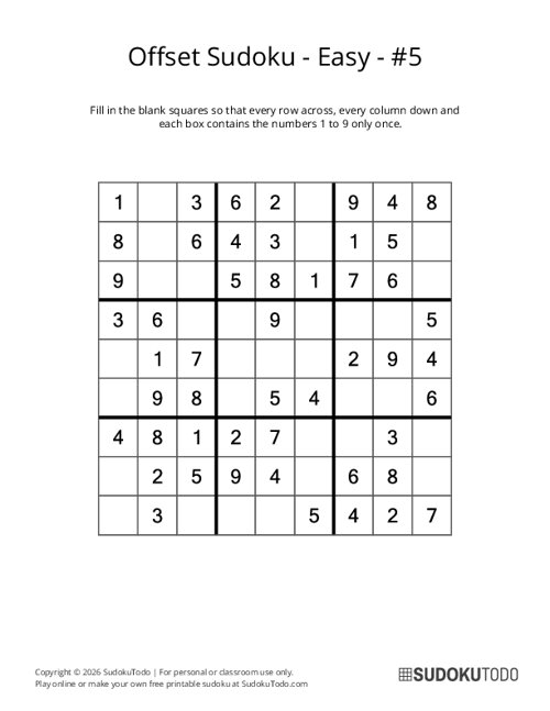 Offset Sudoku - Easy - 5