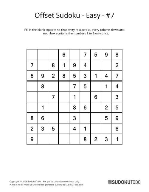 Offset Sudoku - Easy - 7