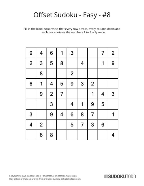 Offset Sudoku - Easy - 8
