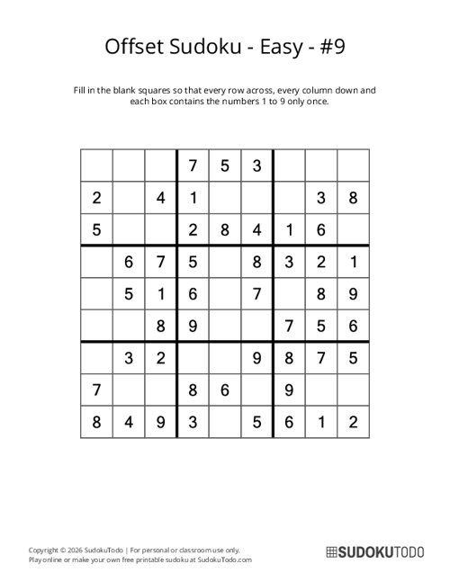 Offset Sudoku - Easy - 9