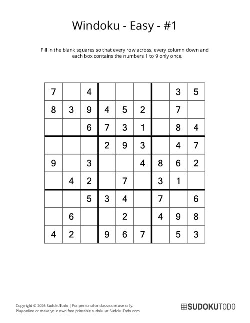 Windoku - Easy - 1