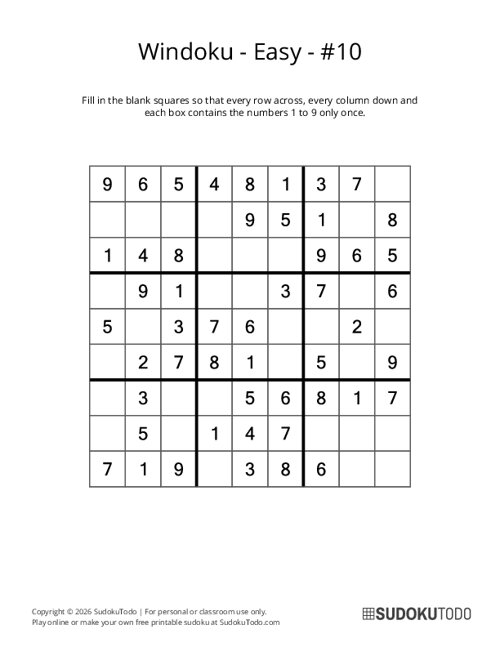 Windoku - Easy - 10