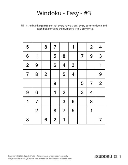 Windoku - Easy - 3