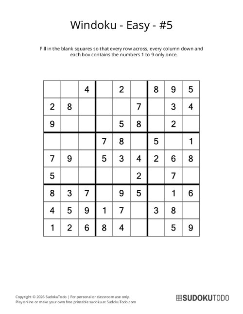 Windoku - Easy - 5