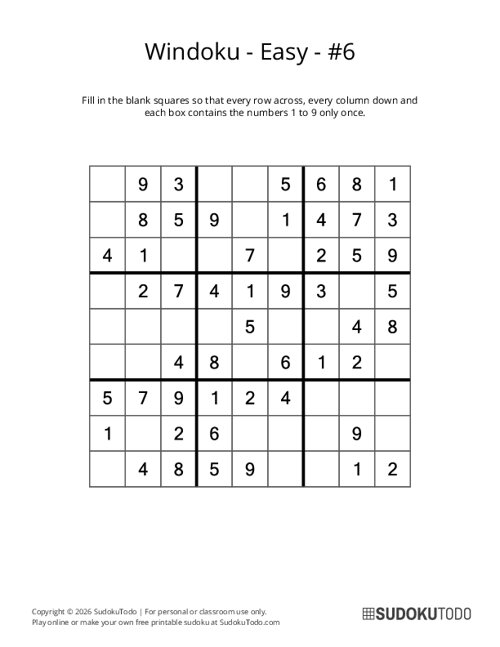 Windoku - Easy - 6