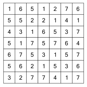 7x7 hitori puzzle