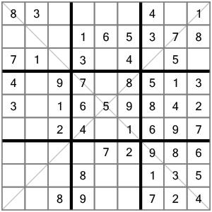X-Sudoku puzzle