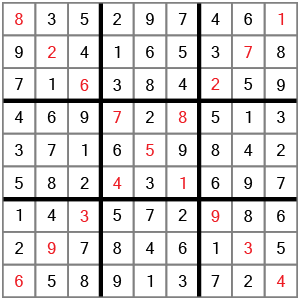 X-Sudoku puzzle solution
